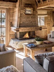 +15 chimeneas interiores en cabañas de madera - CHIMENEAS CASA